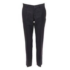 DOLCE GABBANA black wool mohair scaled pattern jacquard cropped trousers IT44 XS