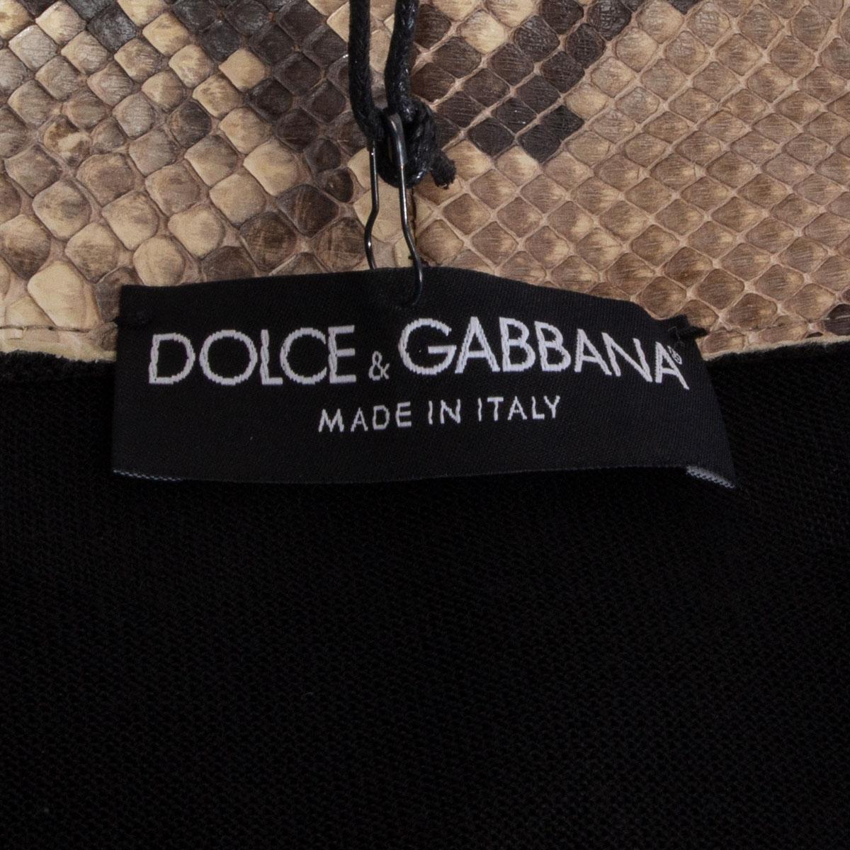 Women's DOLCE & GABBANA black wool PYTHON TRIM Wrap Cardigan Sweater 40 S For Sale