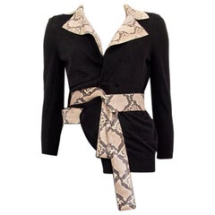 DOLCE & GABBANA - Cardigan a portafoglio in lana nera con motivo PITONE 40 S