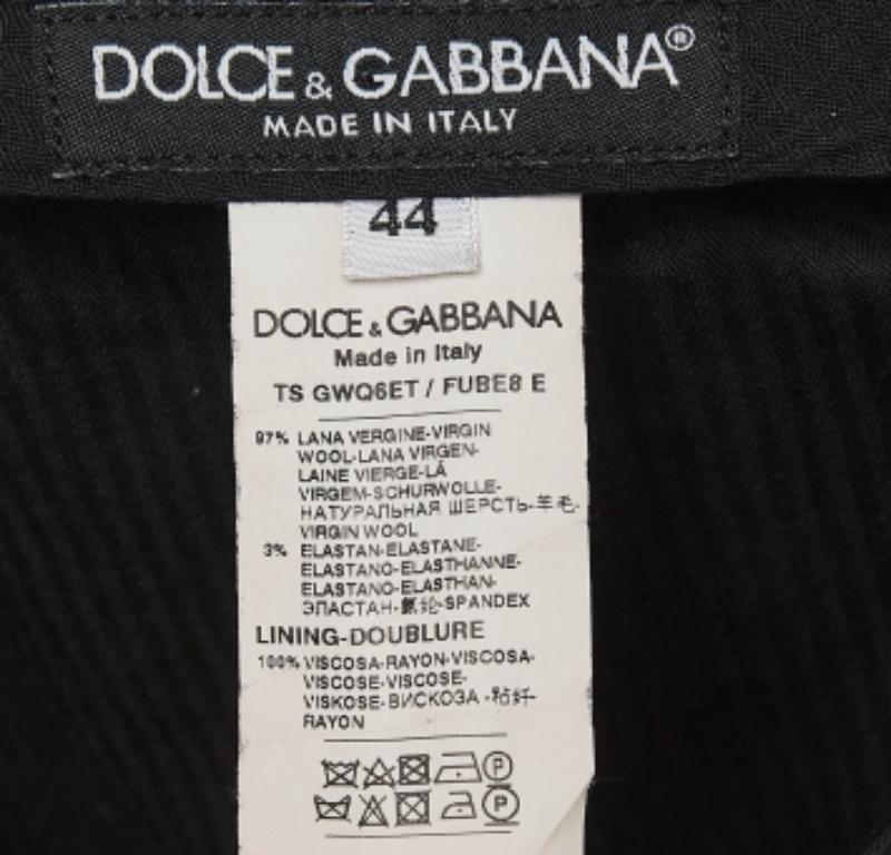 Dolce & Gabbana Pantalon régulier en laine noire XS Pour hommes en vente