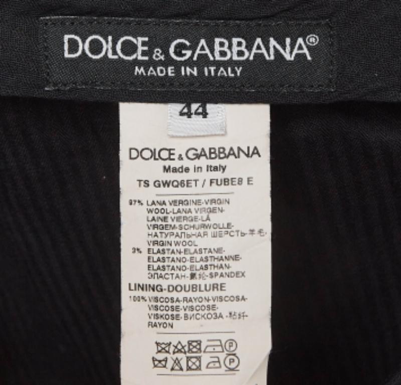 Dolce & Gabbana Pantalon régulier en laine noire XS en vente 1