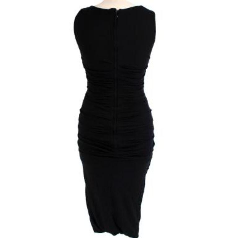 Dolce & Gabbana Black Wool Ruched Sleeveless Mini Dress In Good Condition For Sale In London, GB