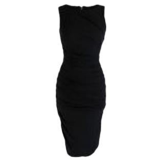 Dolce & Gabbana Black Wool Ruched Sleeveless Mini Dress For Sale