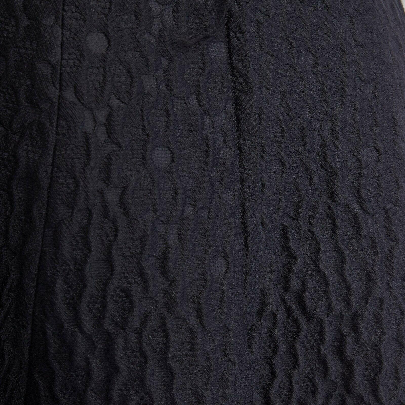 DOLCE GABBANA black wool silk jacquard knee length full flared skirt IT38 26