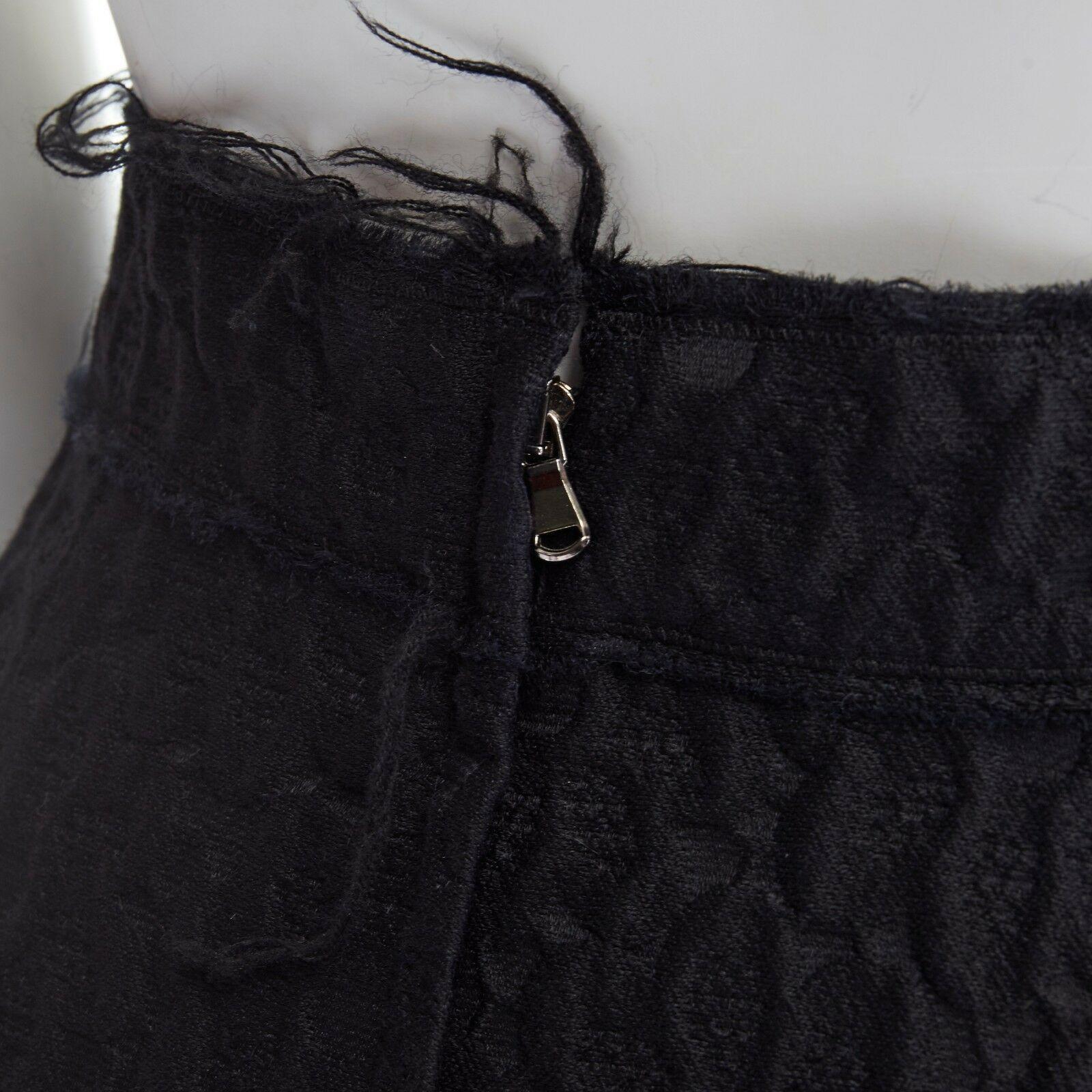 DOLCE GABBANA black wool silk jacquard knee length full flared skirt IT38 26