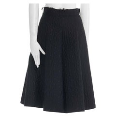 DOLCE GABBANA black wool silk jacquard knee length full flared skirt IT38 26"