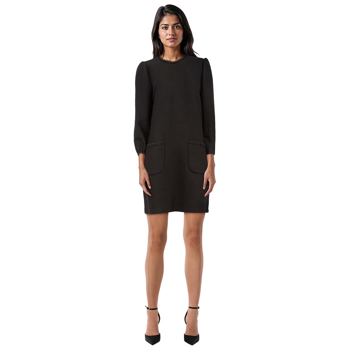 Dolce 
Gabbana Black Wool Sleeve Detail Dress Size L