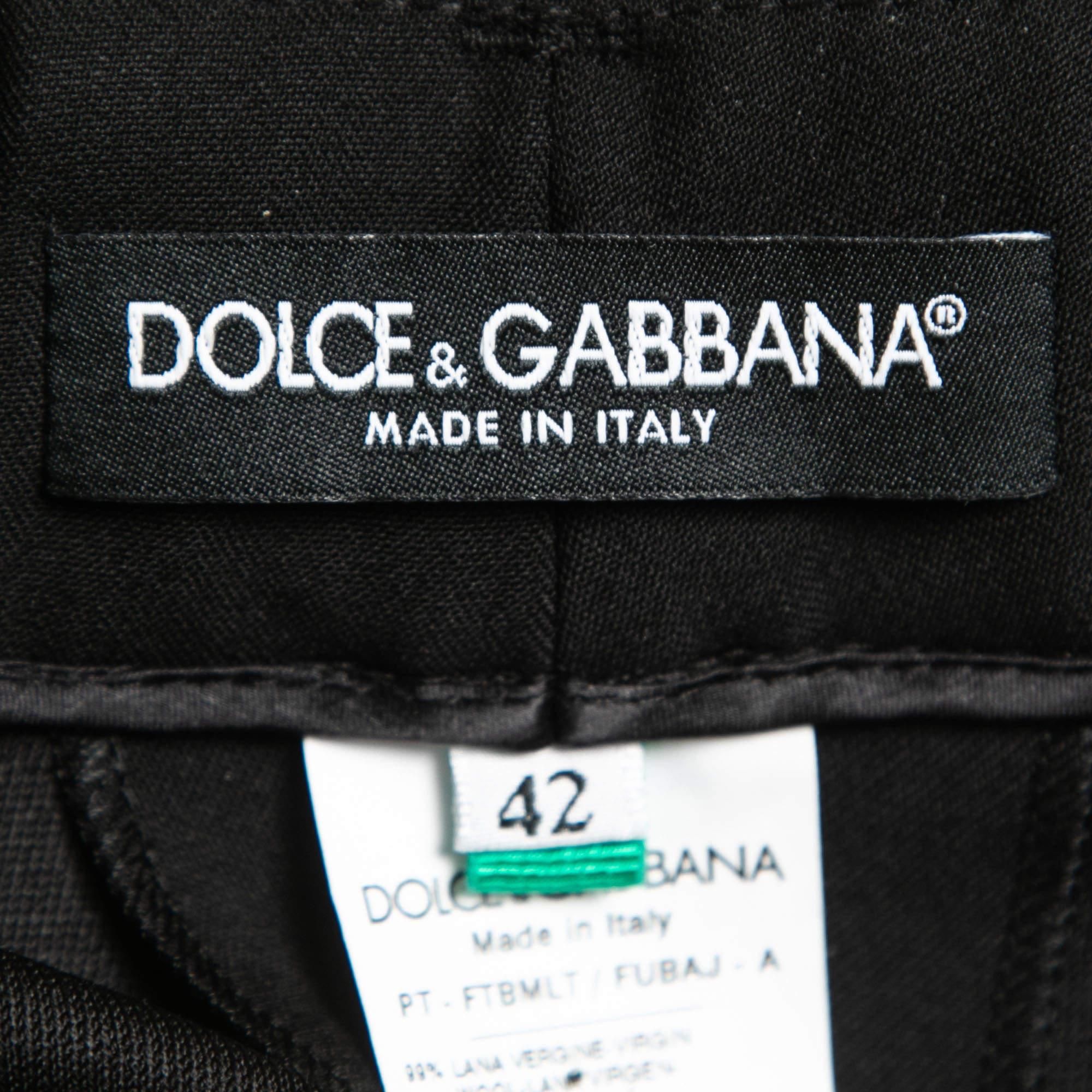 Women's Dolce & Gabbana Black Wool Straight Leg Trousers 