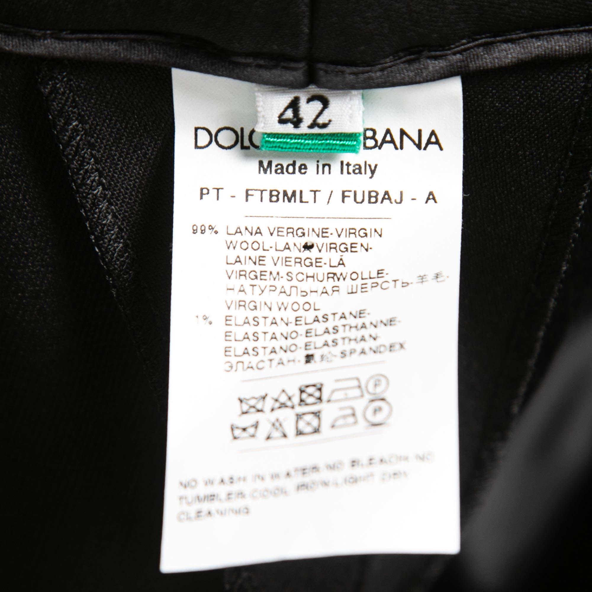 Dolce & Gabbana Black Wool Straight Leg Trousers  1