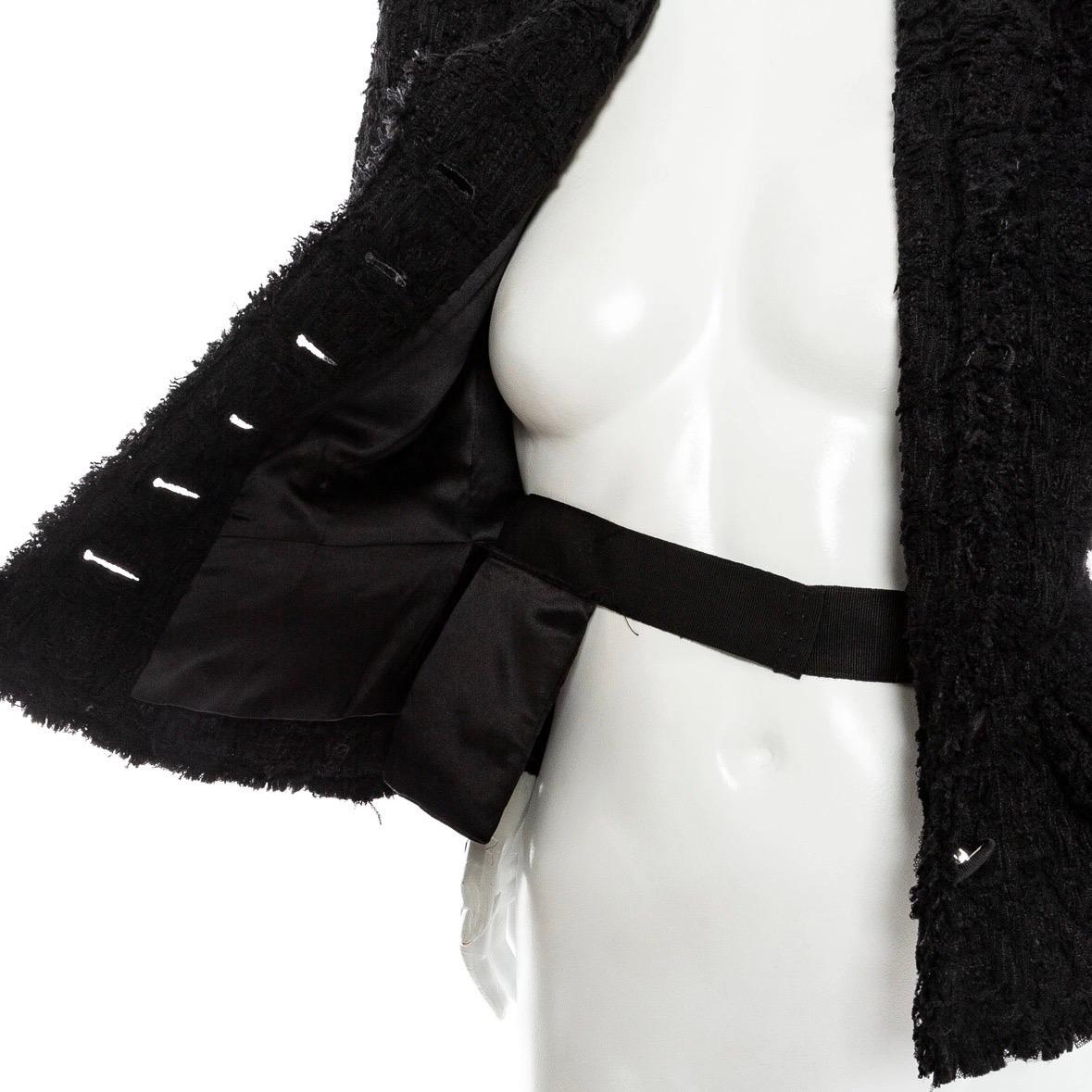 Dolce & Gabbana Black Wool Structured Tie-Waist Blazer For Sale 3