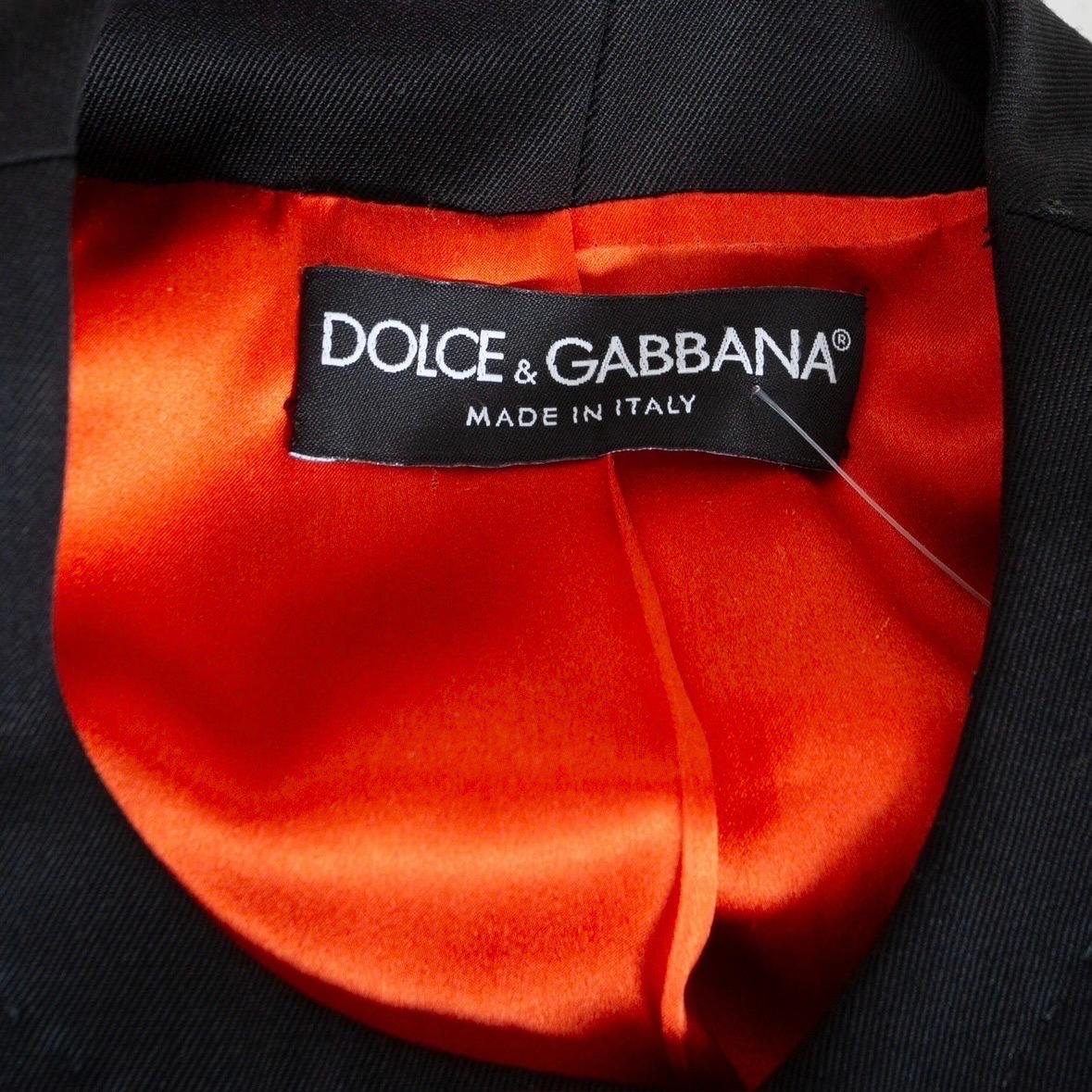 Dolce & Gabbana Black Wool Structured Tie-Waist Blazer For Sale 5