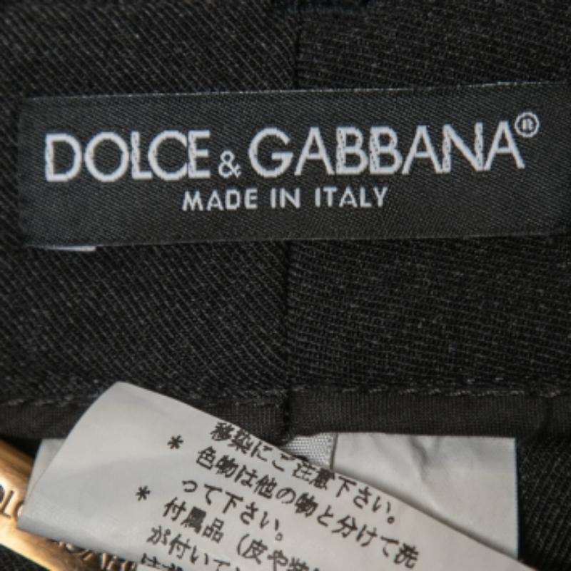 Dolce & Gabbana Schwarz Wolle Wildleder Trimmed Slim Fit Hose XS im Zustand „Gut“ im Angebot in Dubai, Al Qouz 2