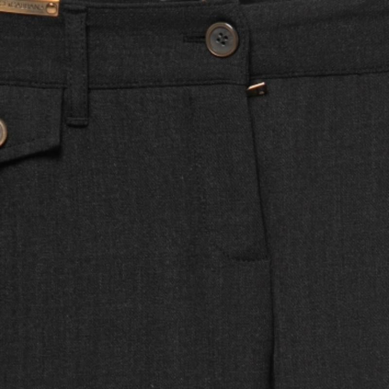 Dolce & Gabbana Schwarz Wolle Wildleder Trimmed Slim Fit Hose XS im Angebot 1