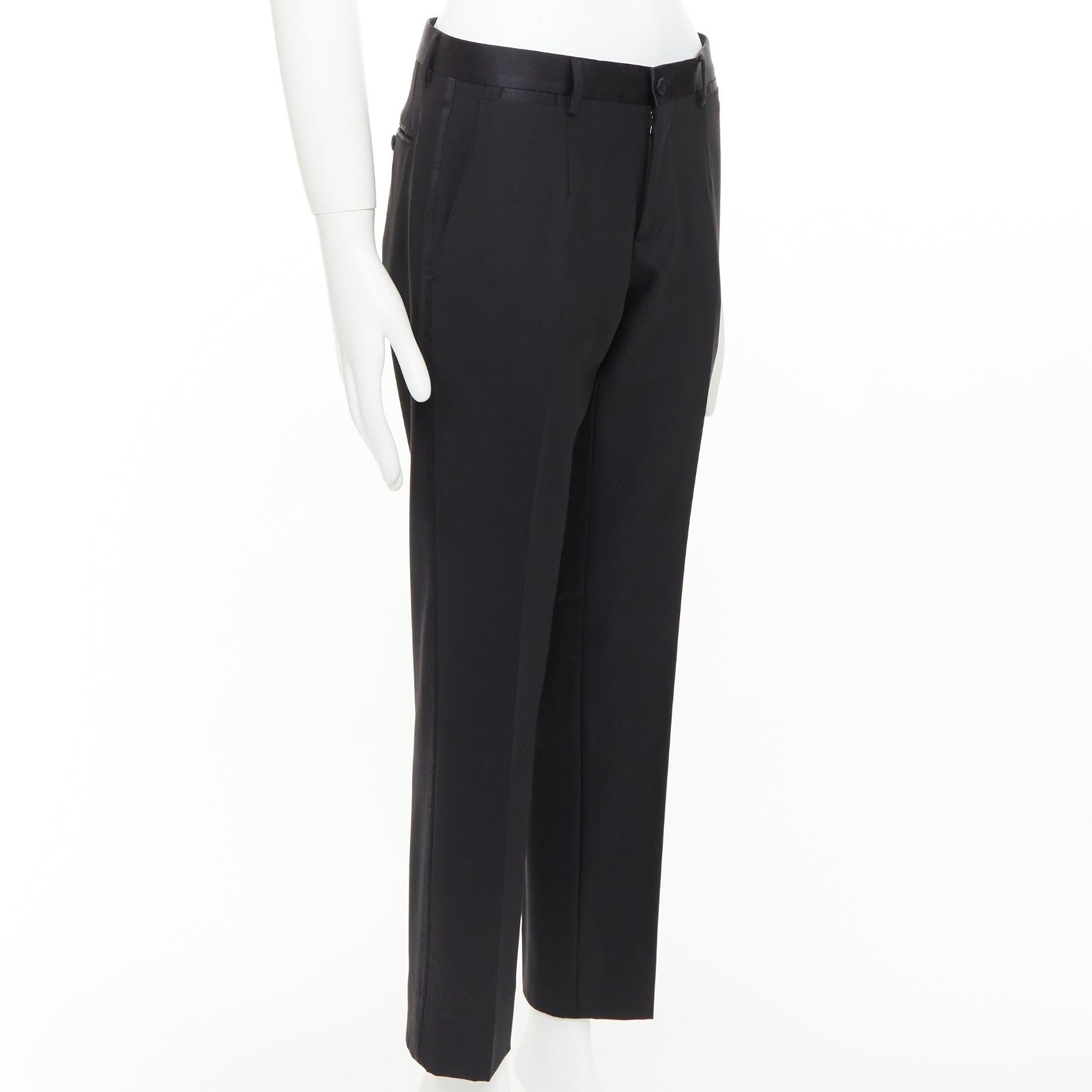 DOLCE GABBANA Schwarze Wollsatin-Hose mit verjüngter mittlerer Taille IT44 XS im Zustand „Gut“ im Angebot in Hong Kong, NT