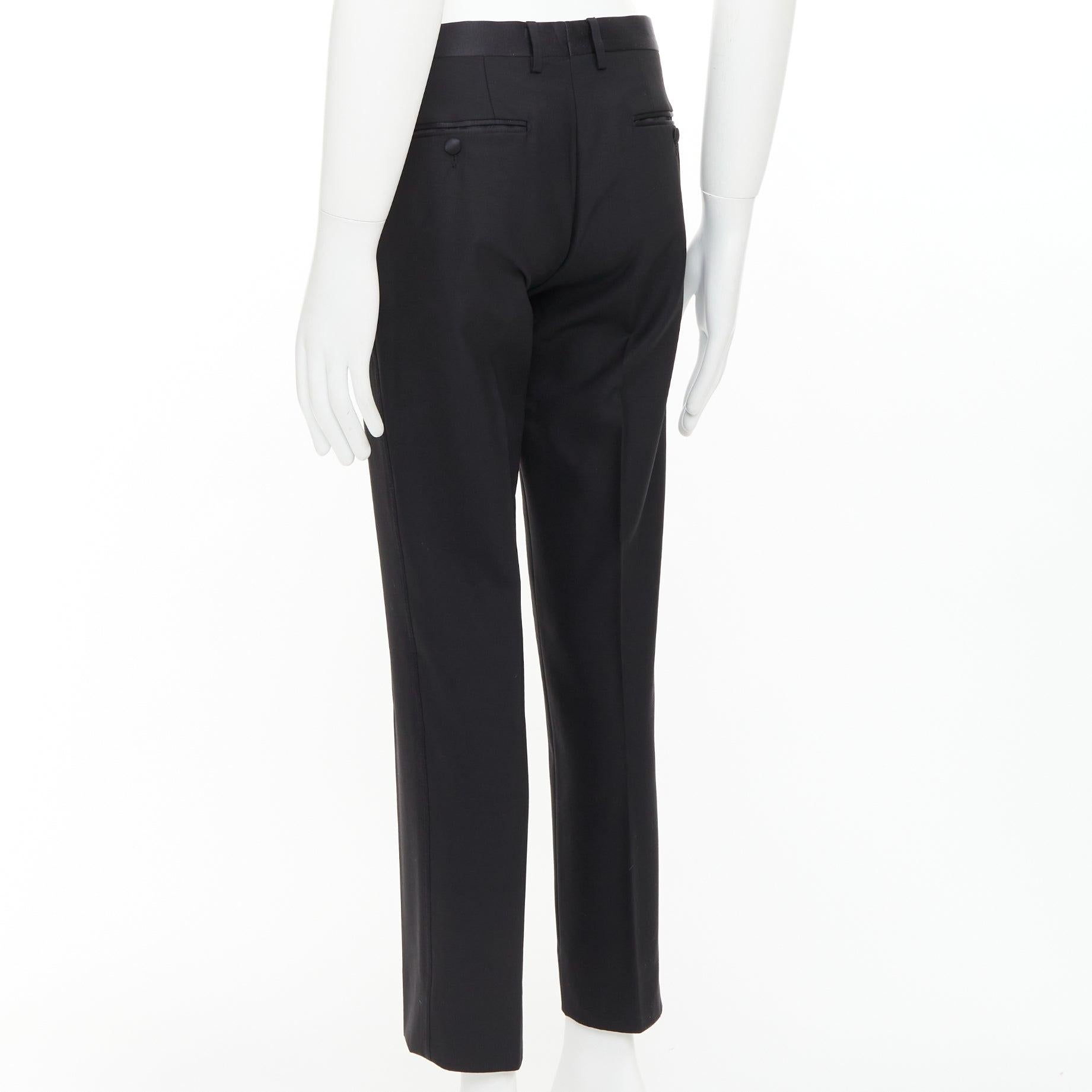 DOLCE GABBANA Schwarze Wollsatin-Hose mit verjüngter mittlerer Taille IT44 XS im Angebot 2