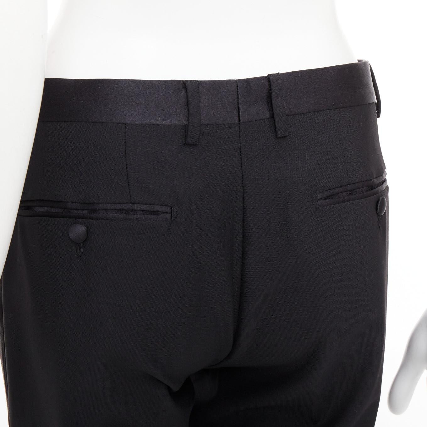 DOLCE GABBANA Schwarze Wollsatin-Hose mit verjüngter mittlerer Taille IT44 XS im Angebot 3