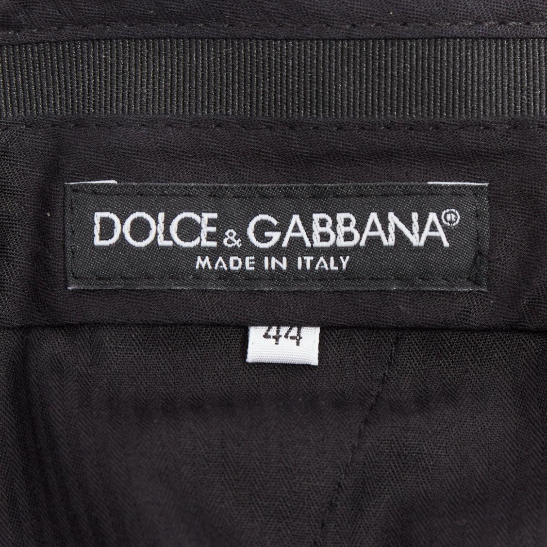DOLCE GABBANA Schwarze Wollsatin-Hose mit verjüngter mittlerer Taille IT44 XS im Angebot 4