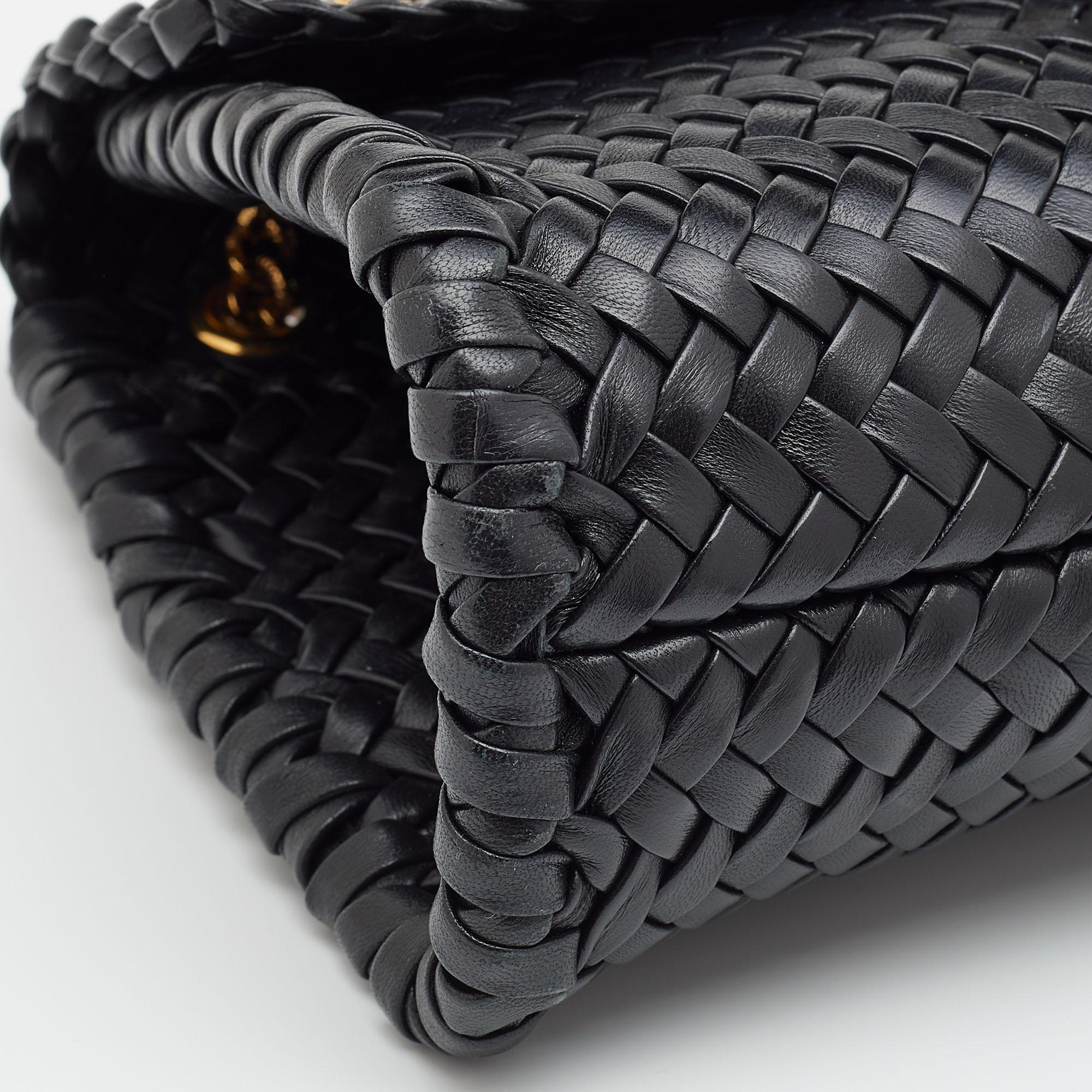 Dolce & Gabbana Black Woven Leather Large Devotion Shoulder Bag 3