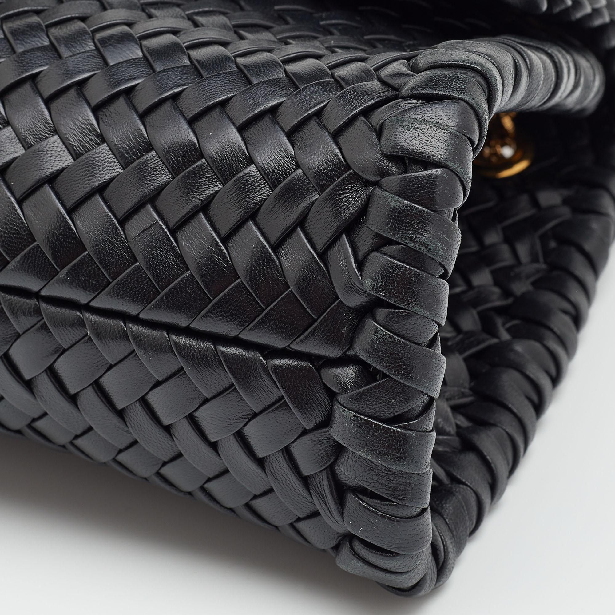 Dolce & Gabbana Black Woven Leather Large Devotion Shoulder Bag 2