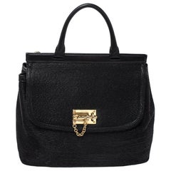 Dolce & Gabbana Black Woven Straw and Leather Miss Sicily Top Handle Bag