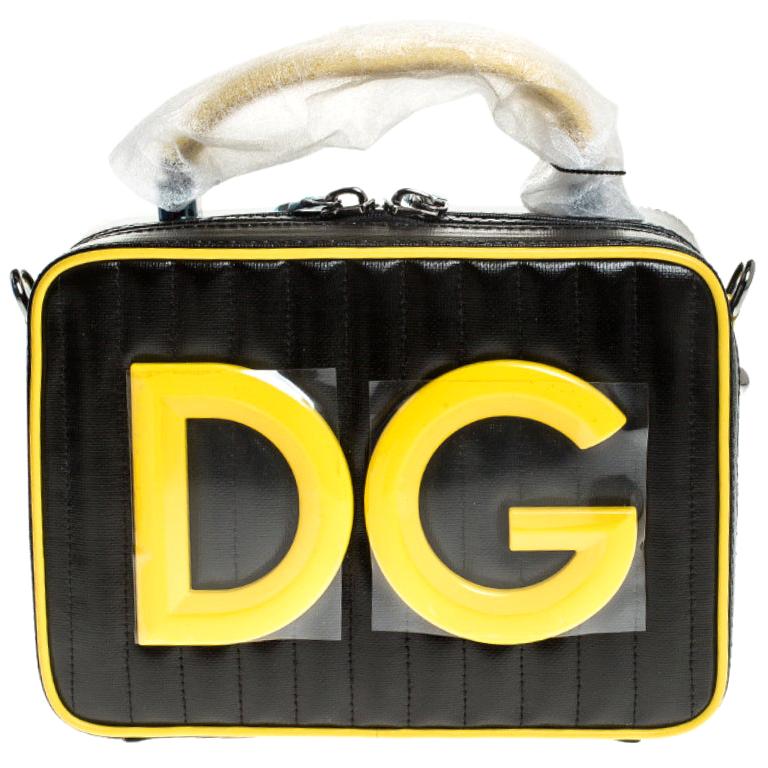 Dolce & Gabbana Black/Yellow Coated Canvas DG Girls Crossbody Bag