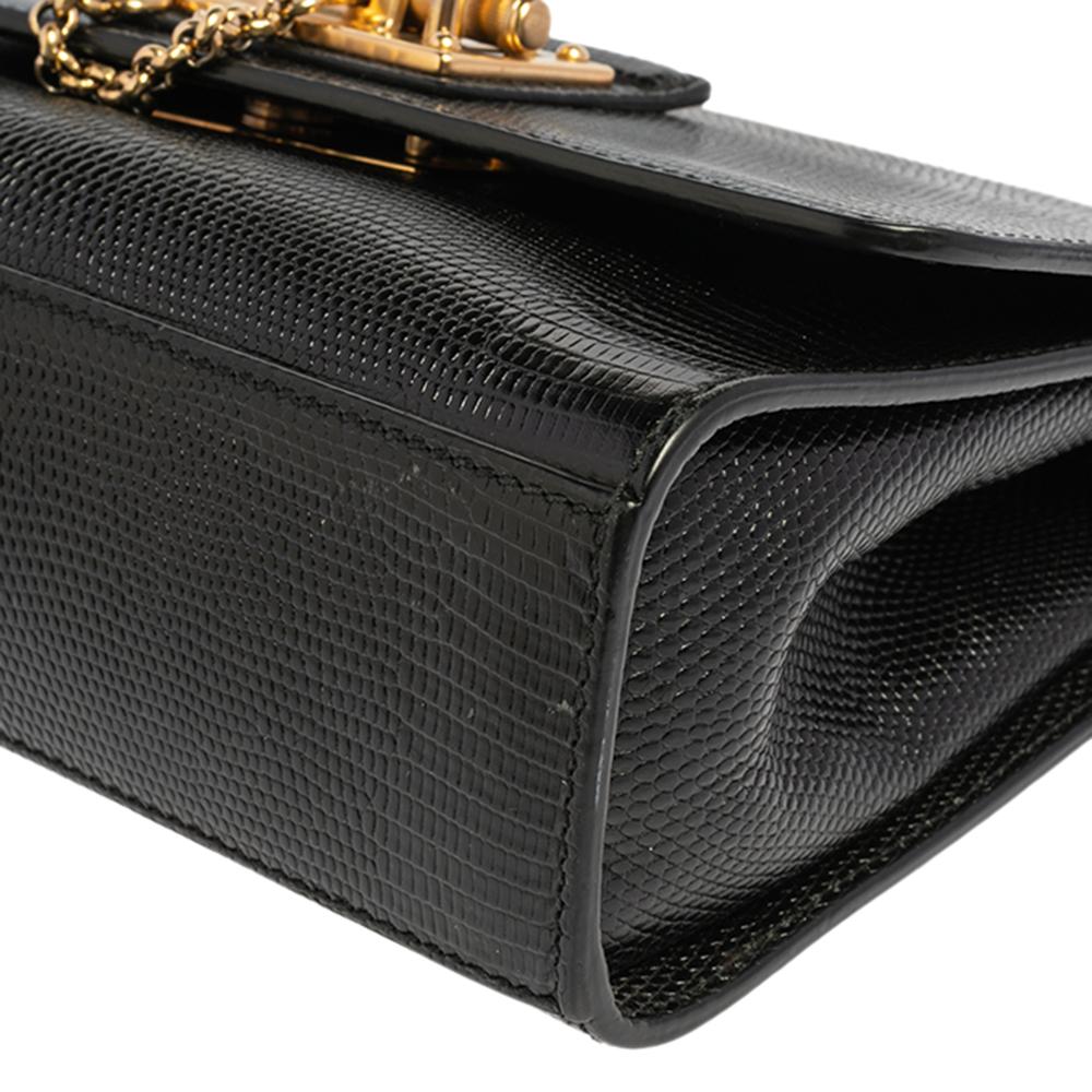 Dolce & Gabbana Blacl Lizard Embossed Leather Miss Monica Shoulder Bag 1