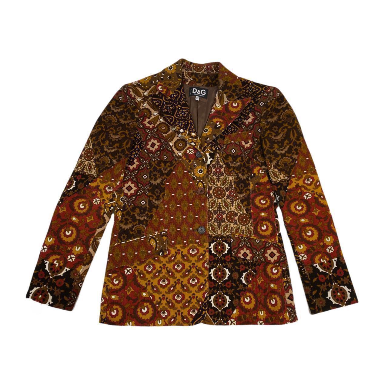 Dolce & Gabbana blazer en velours côtelé patchwork à fleurs cachemire en vente 6