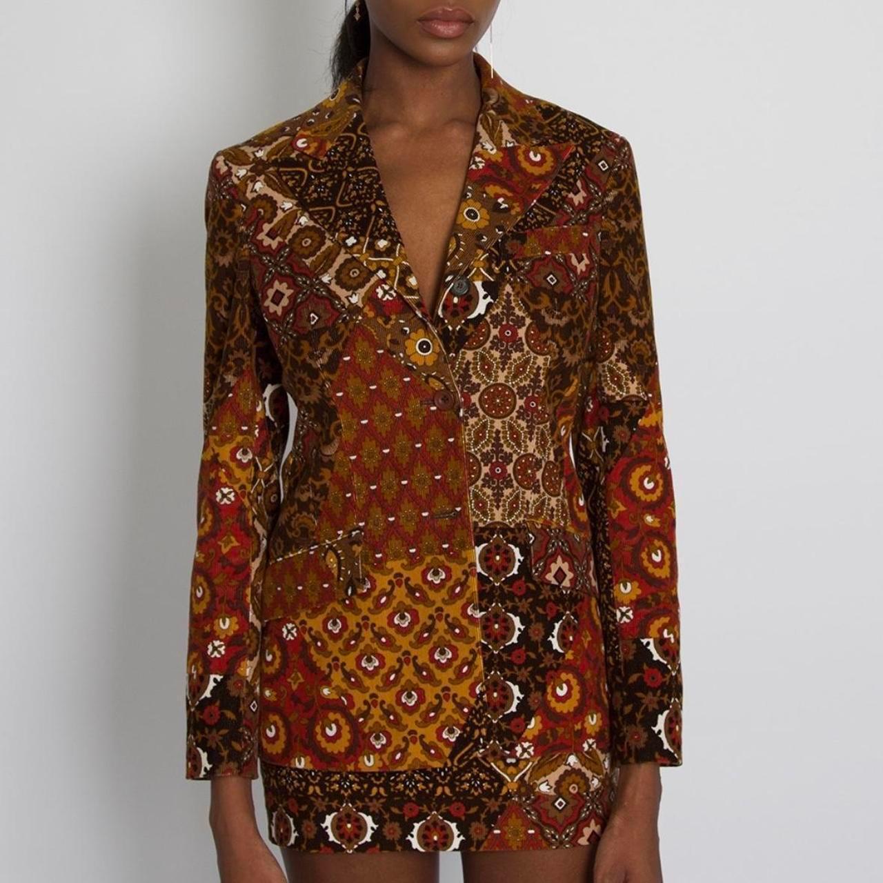 Dolce & Gabbana blazer en velours côtelé patchwork à fleurs cachemire en vente 1