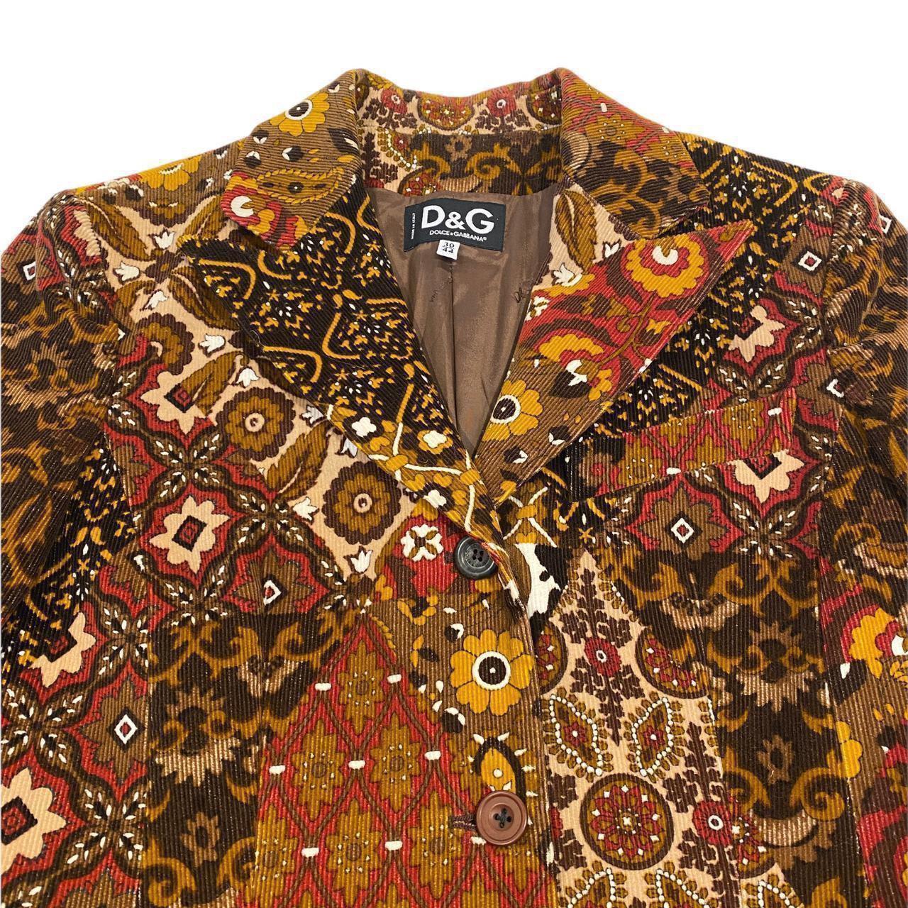Dolce & Gabbana blazer en velours côtelé patchwork à fleurs cachemire en vente 5