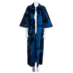 Vintage Dolce & Gabbana blue and black tie-dyed fur maxi coat, fw 1999