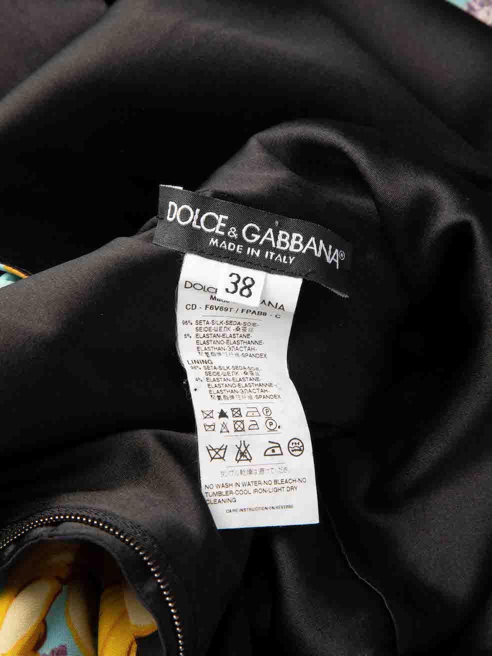 Dolce & Gabbana Blue Baroque Floral Print Dress Size XS For Sale 2