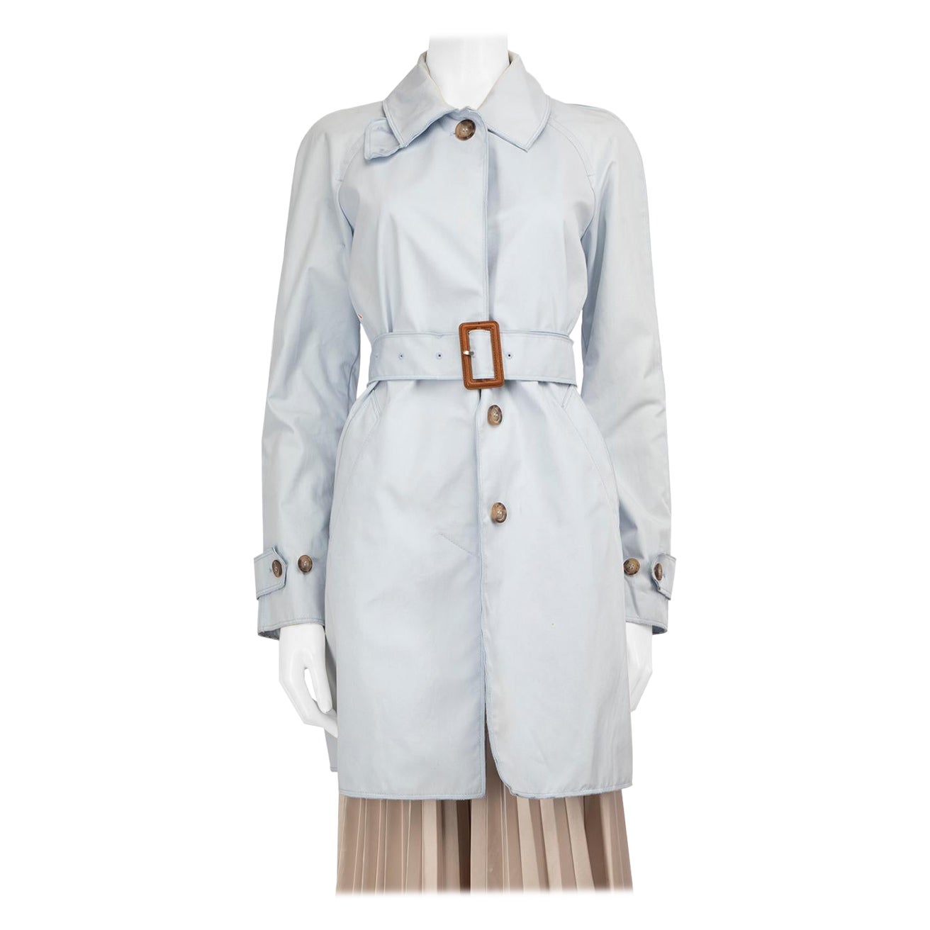 Dolce & Gabbana Blue Belted Mid Length Trench Coat Size S
