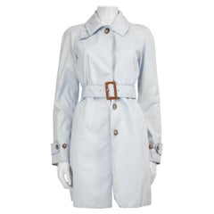Dolce & Gabbana Blue Belted Mid Length Trench Coat Size S