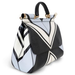 DOLCE & GABBANA blue black cream leather 2016 MISS SICILY MEDIUM STRIPED Bag