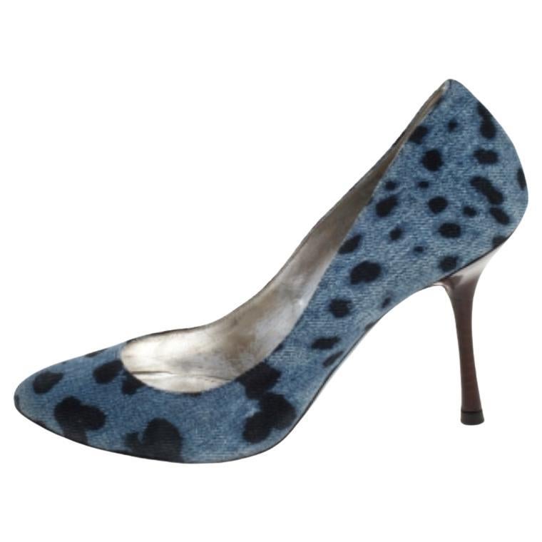 Dolce & Gabbana - Pumps con stampa leopardata blu/nero Taglia 36 in vendita