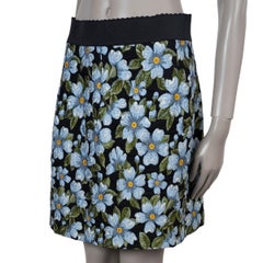 DOLCE & GABBANA blue black green 2019 FLORAL JACQUARD Skirt 44 L