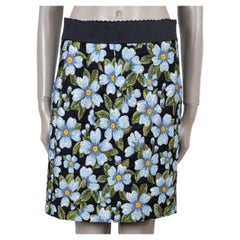 DOLCE & GABBANA blue black green 2019 FLORAL JACQUARD Skirt 44 L