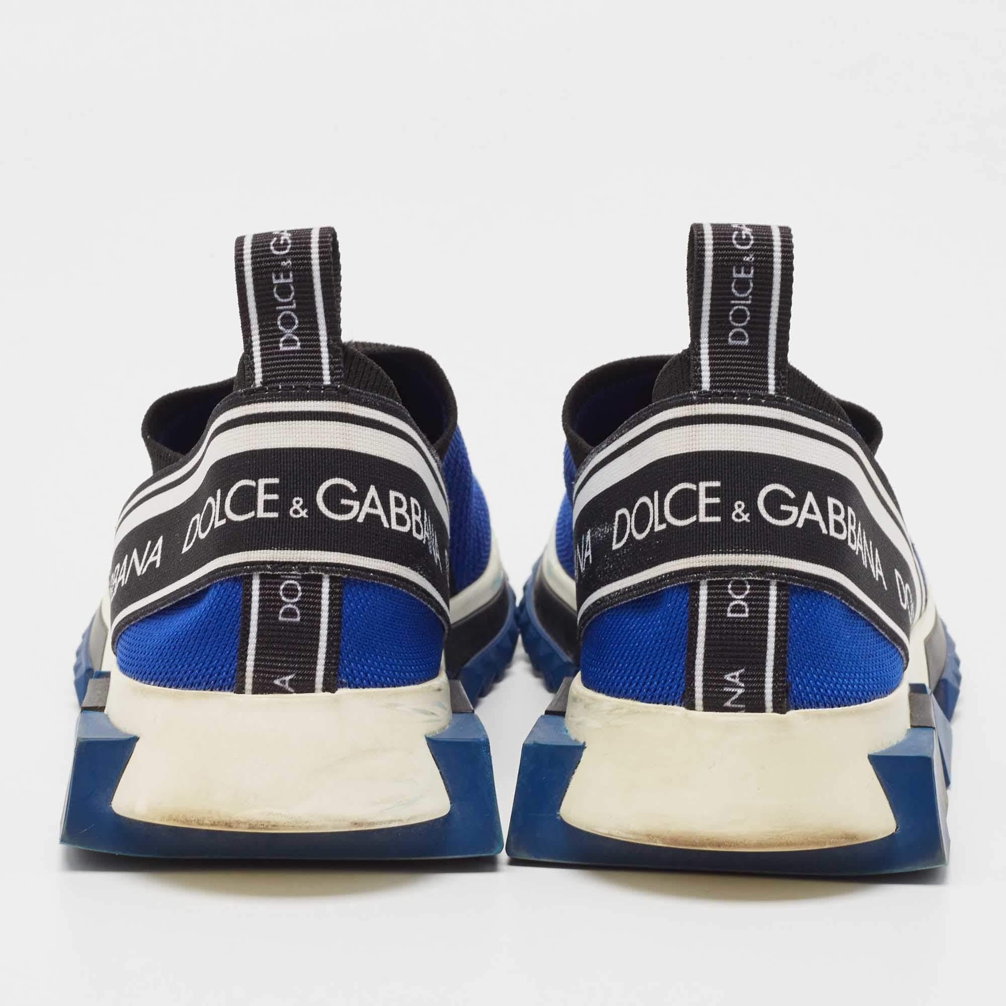 Dolce & Gabbana Blue/Black Knit Fabric Sorrento Sneakers Size 39 9