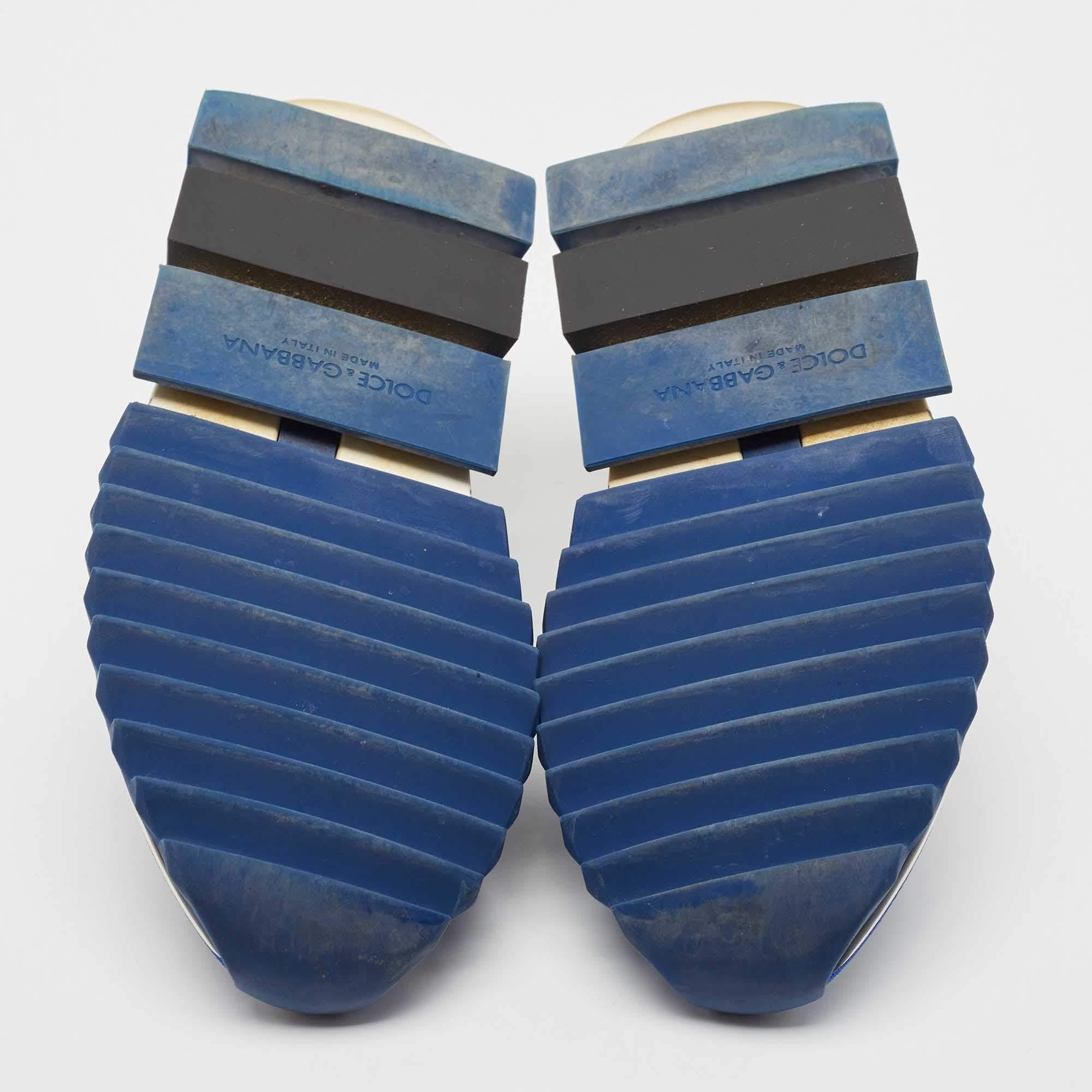 Dolce & Gabbana Blue/Black Knit Fabric Sorrento Sneakers Size 39 10
