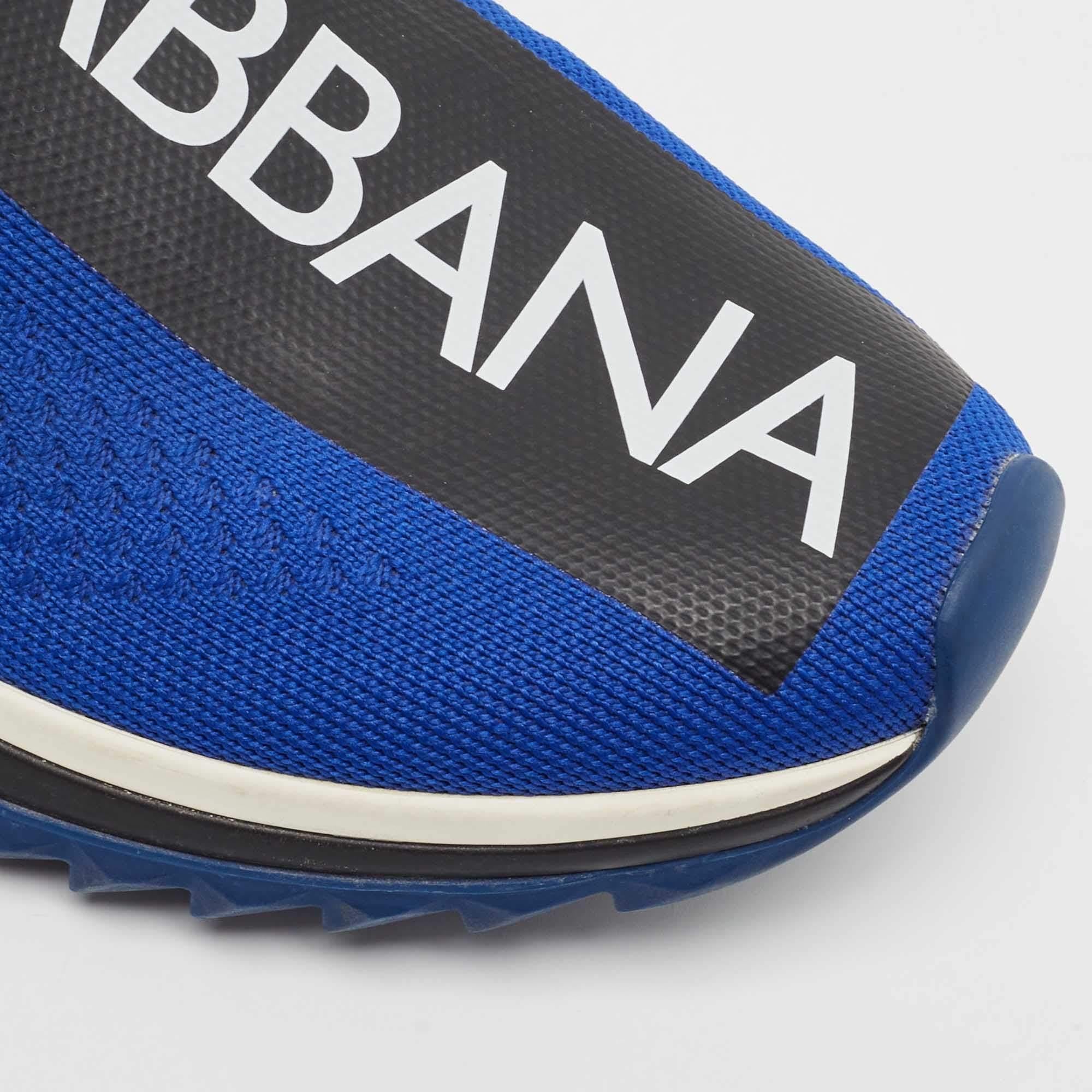 Dolce & Gabbana Blue/Black Knit Fabric Sorrento Sneakers Size 39 11