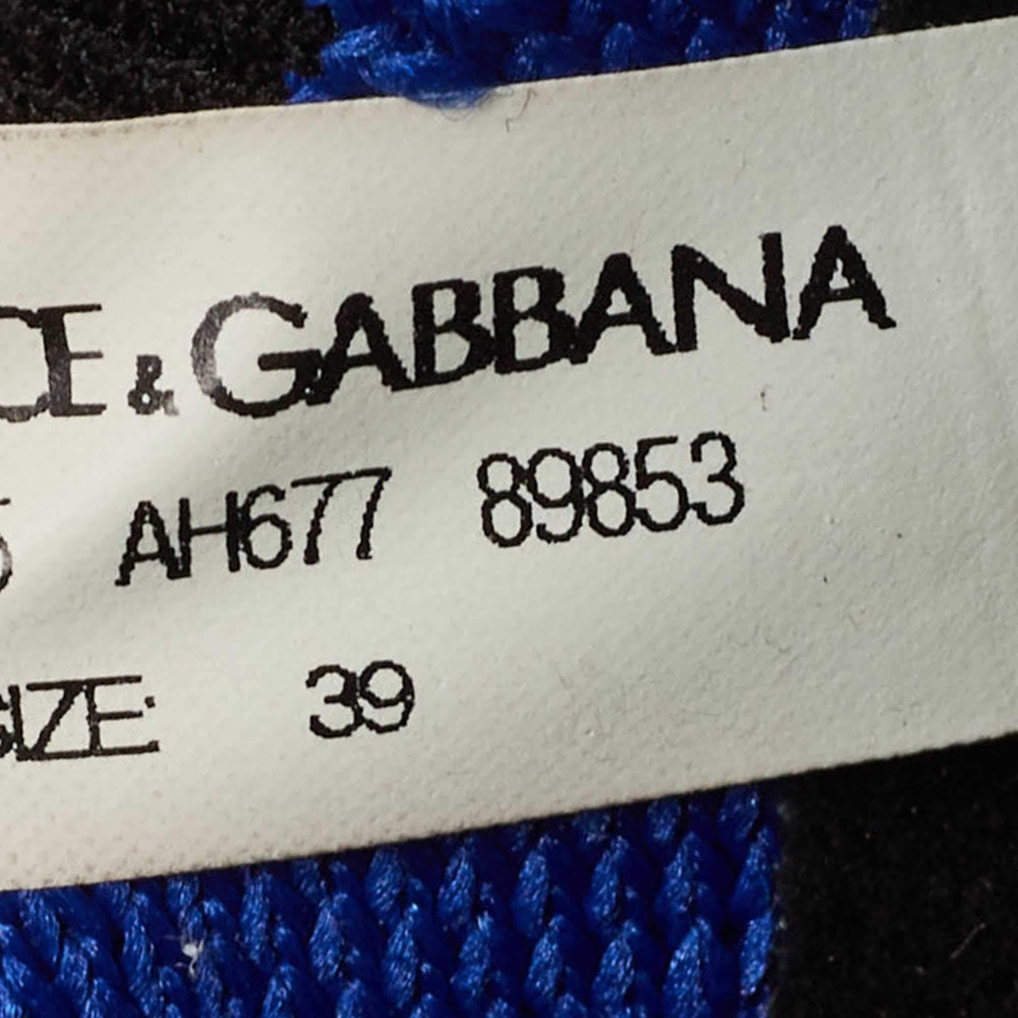 Dolce & Gabbana Blue/Black Knit Fabric Sorrento Sneakers Size 39 5