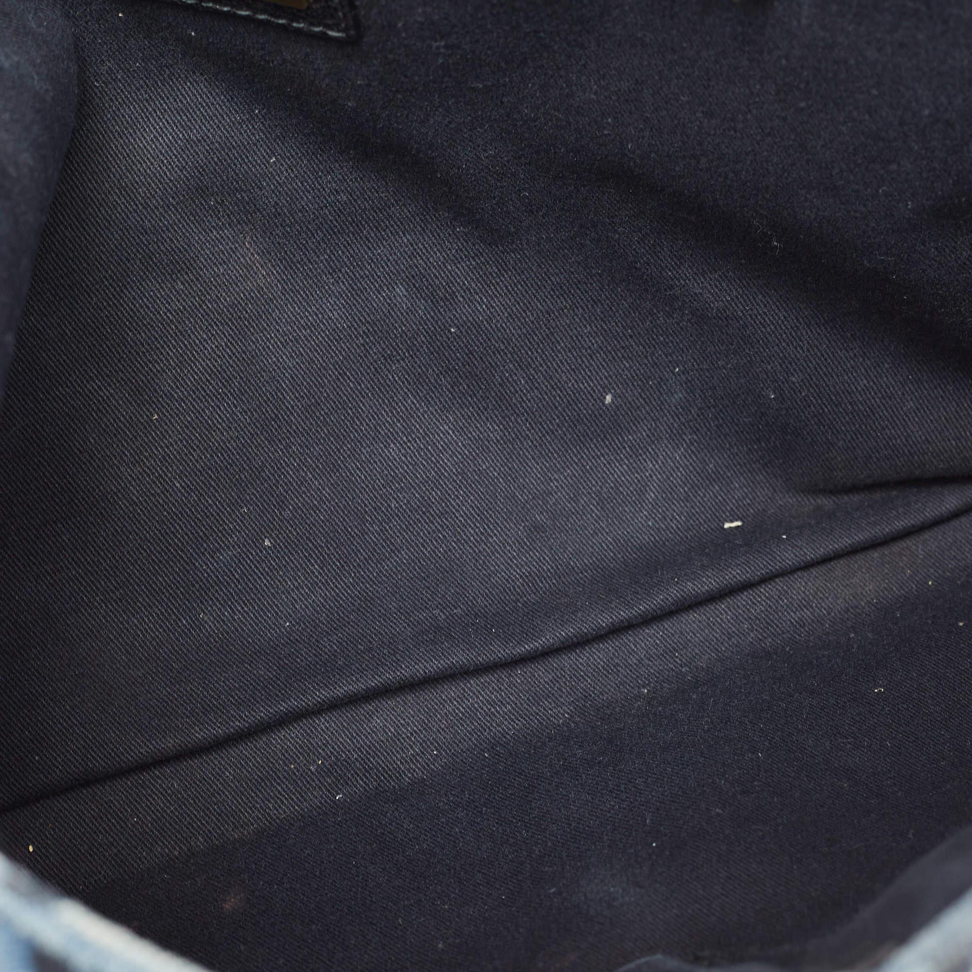 Dolce & Gabbana Blue/Black Leopard Print Denim Flap Shoulder Bag 3