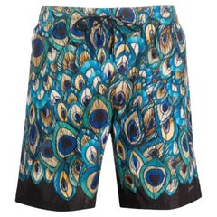 Dolce & Gabbana Blue Black Peacock Swimwear Swim Shorts Beachwear Boxer Trunks 