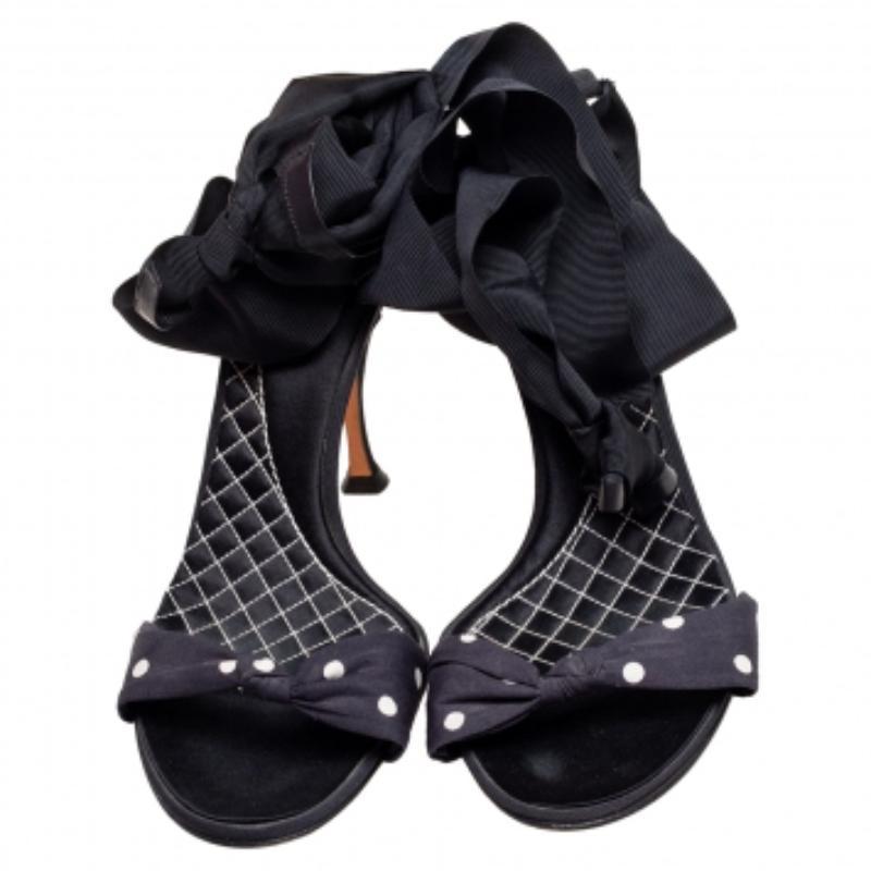 Dolce & Gabbana Blu/Nero Dot Dot Dot Dot alla Caviglia Taglia 40.5 in vendita 2