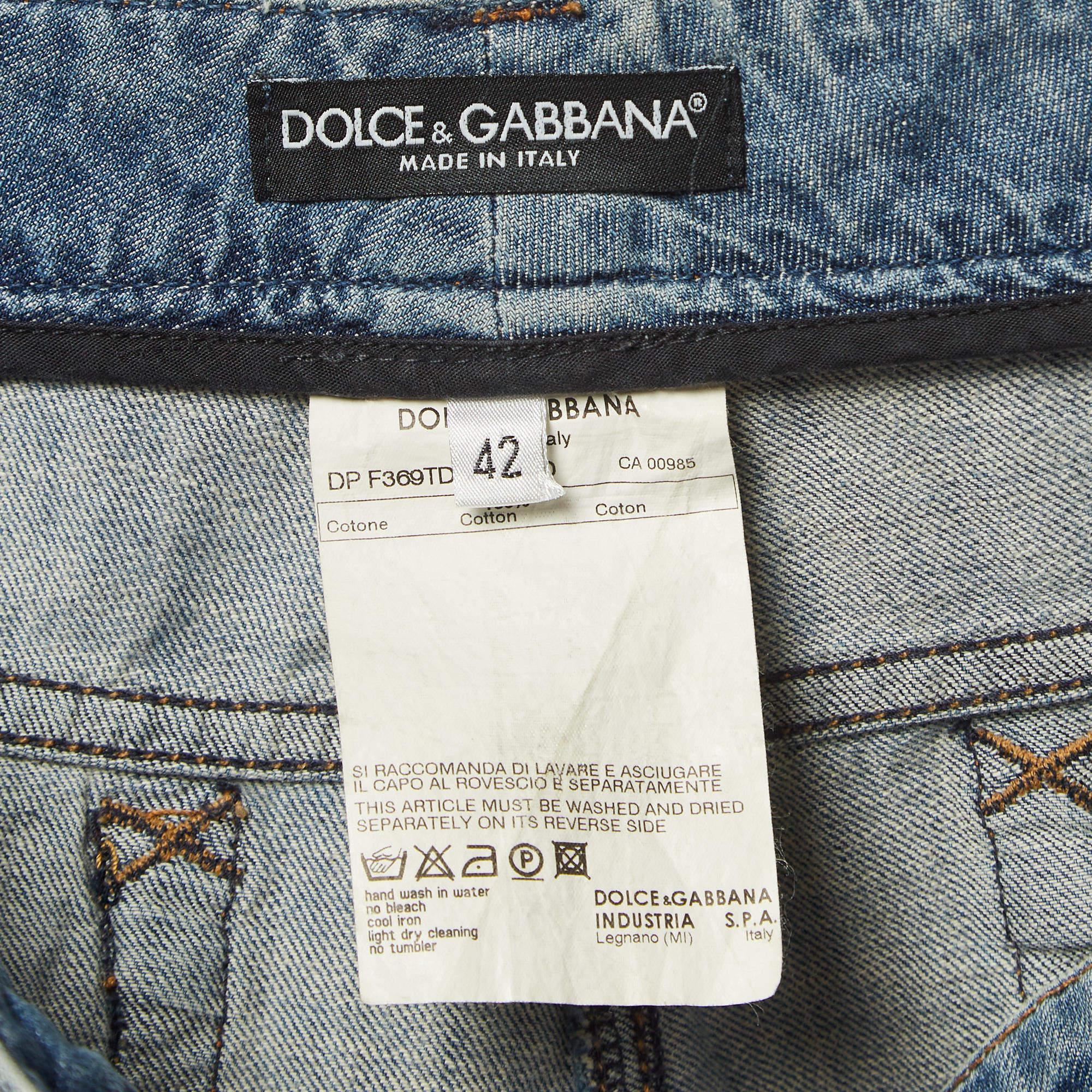 Dolce & Gabbana Blue Bleached Denim Skinny Jeans M Waist 34