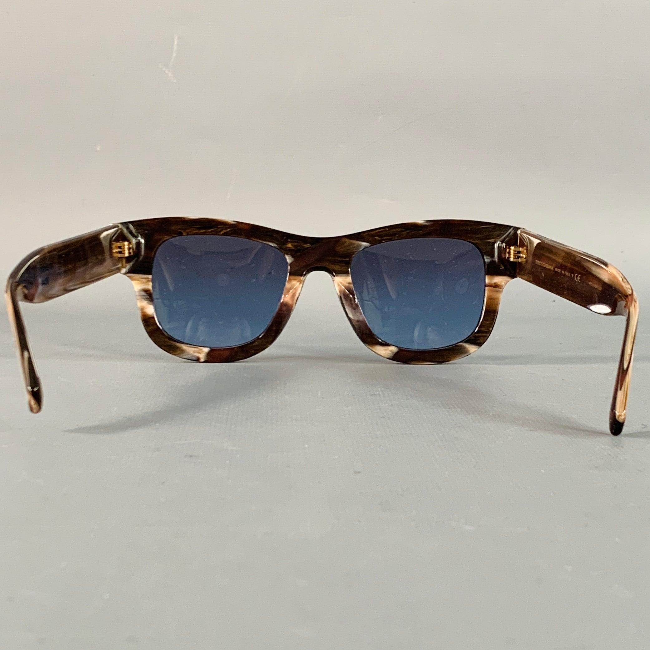 Nero DOLCE & GABBANA Occhiali da sole quadrati in acetato blu marrone marmorizzato in vendita