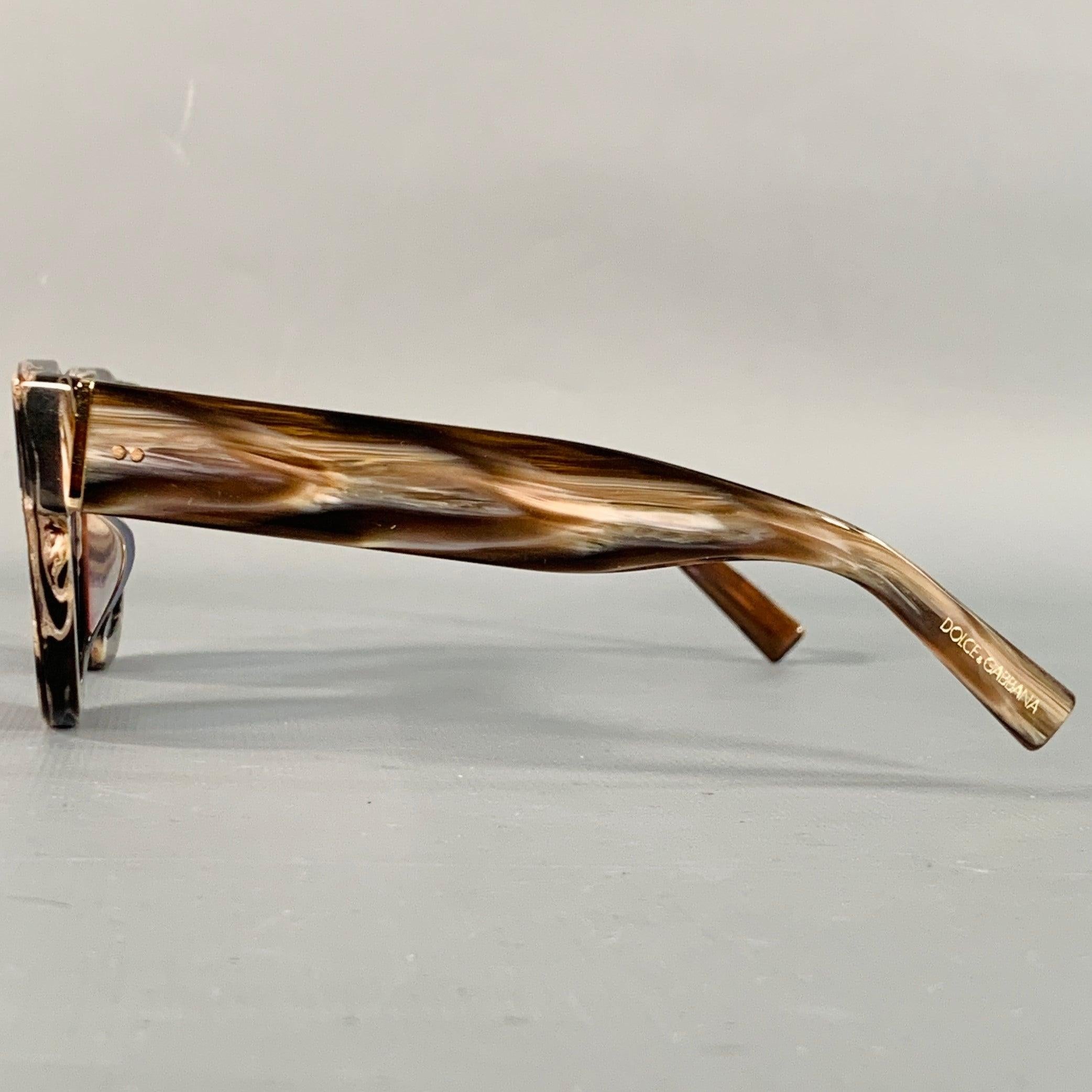 DOLCE & GABBANA Occhiali da sole quadrati in acetato blu marrone marmorizzato In condizioni buone in vendita a San Francisco, CA