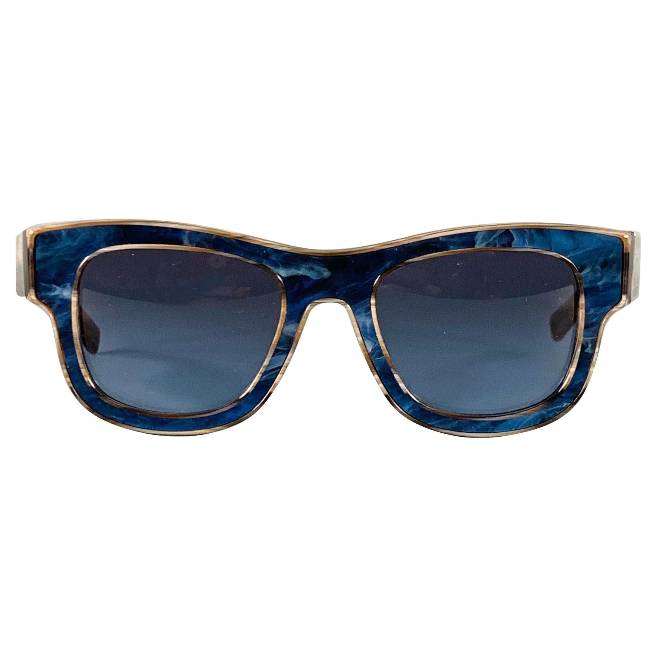 DOLCE & GABBANA Occhiali da sole quadrati in acetato blu marrone marmorizzato