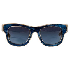 DOLCE & GABBANA Blue Brown Marbled Acetate Square Sunglasses