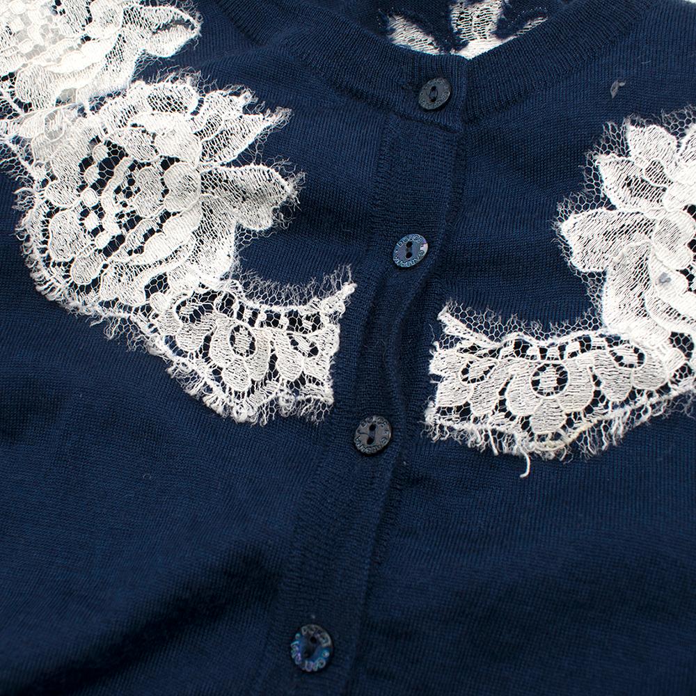 Dolce & Gabbana Blue Cashmere and Silk Lace Trim Cardigan - Size S 3